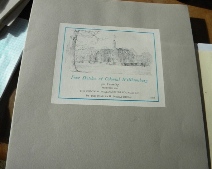Four Sketches of Colonial Williamsburg for Framing by Charles H. Overly