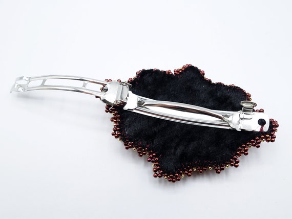 Pince à Cheveux Pierre Marron Et Perles - Décor Ethnique - Neuf Avec étiquette