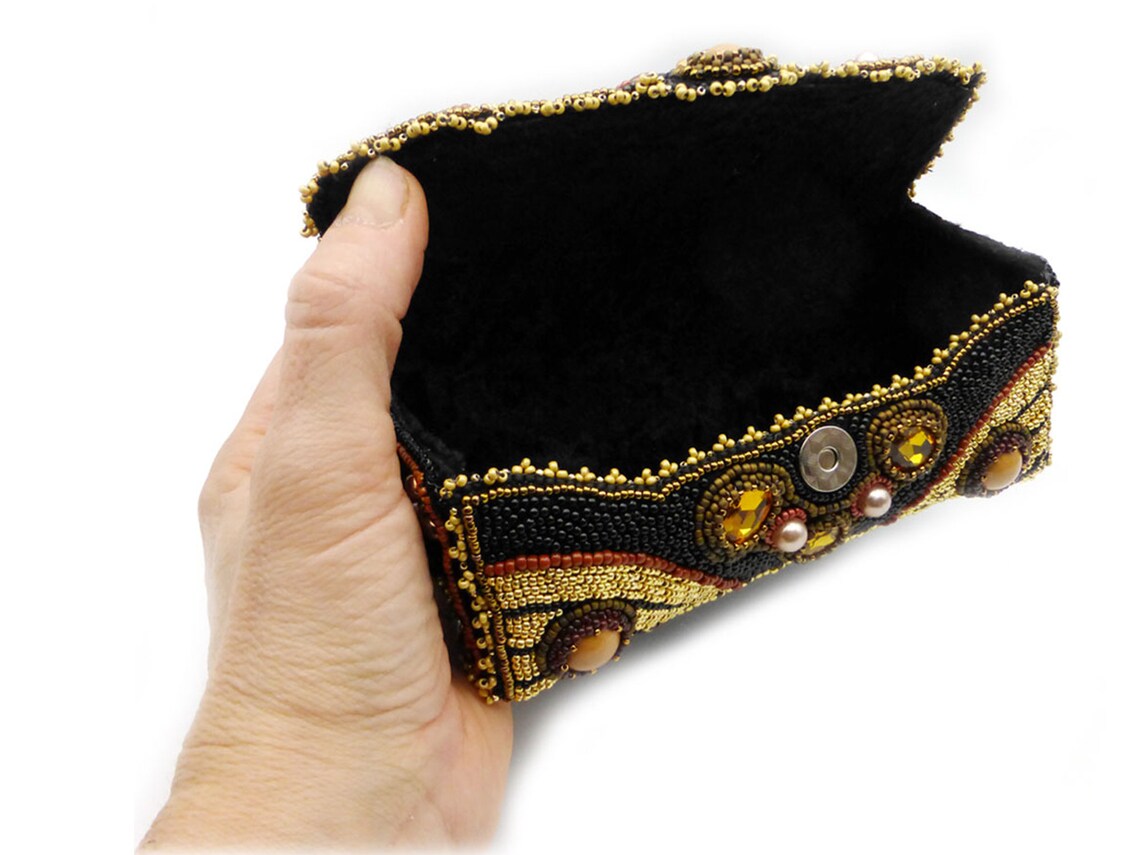 Ladies Clutch Bag Gold With Handle Etsy
