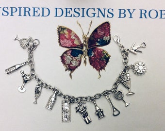 Pulsera con dije de camarero, camarero de cócteles, le encanta servir bebidas, especialista en mixología, los camareros saben servir,