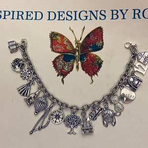 Katniss District 12 Charm Bracelet,  Movie  Themed, Book Themed,  Mockingbird Jewelry, Katniss Jewelry,  Movie Inspired, Silver Bracelet