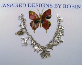 Pulsera de dijes de Santuario de Animales Joyería Animal, Animales de Amor, La vida es mejor con Santuario de Animales, Plata