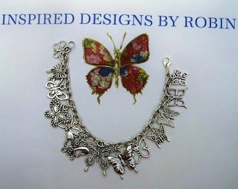 Schmetterling Charm Armband, Ich liebe Schmetterlinge, Schmetterling Schmuck, Garten Schmuck, Sieht aus wie Frühling, Käfer Schmuck, Charm Armband, silber