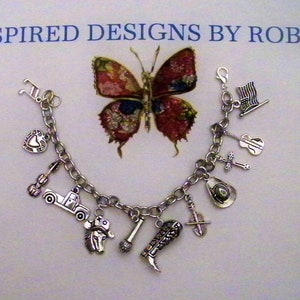 Country Music Charm Bracelet, Music Bracelet, Love my Country Music,  Cowboy Music,  Music Jewelry, Music Bangle Bracelet, Gift for Her