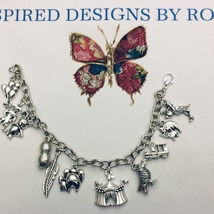 Dumbo Themed Charm Bracelet, Fairy tale Jewelry, Dumbo Jewelry, Movie themed, Dumbo the Elephant, Silver Charm Bracelet