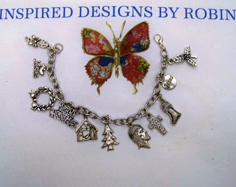Pulsera de encanto de Navidad religiosa, joyería religiosa, joyería navideña, temática de Navidad, joyería de Navidad, joyería de temporada