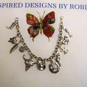 Love my Cowboy Charm Bracelet, Rides Horses, Western Charm Bracelet, Love the Rodeo, Rodeo Jewelry, Rodeo Charm Bracelet, Cowboy Jewelry