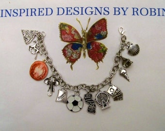 Pulsera de encanto de Nueva Jersey, pulsera estatal, joyería de Nueva Jersey, amante de Nueva Jersey, temática estatal, temática de Nueva Jersey, pulsera de plata