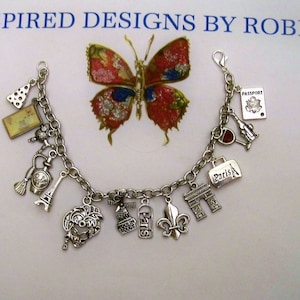 Pulsera de encanto de París, pulsera de Francia, pulsera de París, pulsera de viaje, Torre Eiffel, pulsera de encanto de viaje, viaje de amor, pulsera de plata