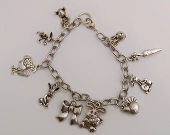 Easter  Charm Bracelet, Happy Easter, Easter Charm Bracelet,Looks like Easter, I love Easter, Easter Jewelry, my Easter best, Silver