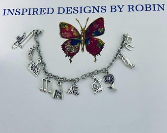 Música jazz, pulsera de dijes, me encanta el jazz, Nueva Orleans, jazz, pulsera de música, música, amante.