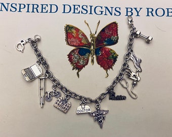 Pulsera de amuleto de fisioterapeuta, Joyería médica, Joyería de fisioterapeuta, Pulsera de amuleto de PT, Regalo de terapeuta, Regalo para PT, Plata