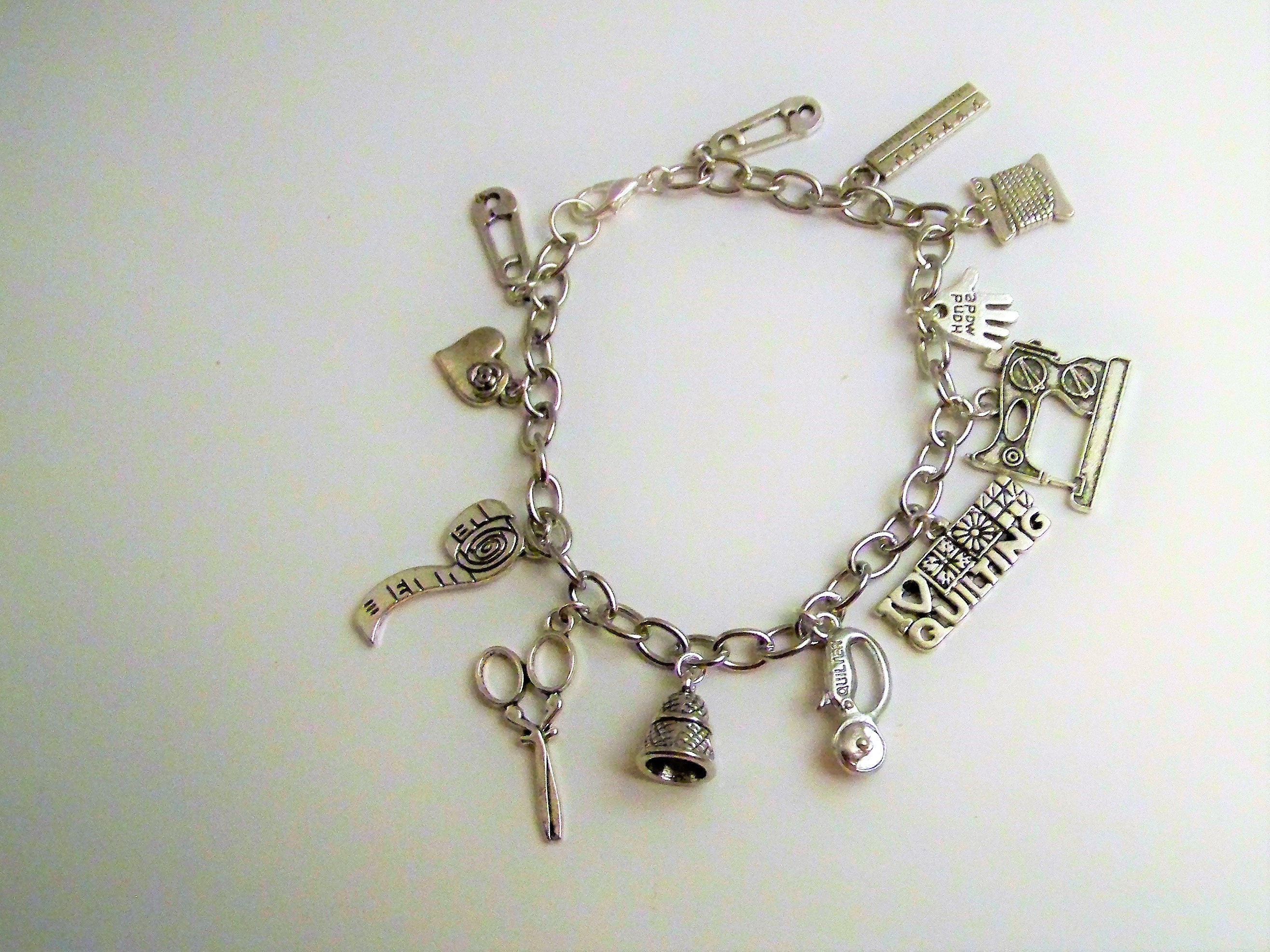 Quilting themed charm bracelet I Love to Quilt Quilting in Etsy