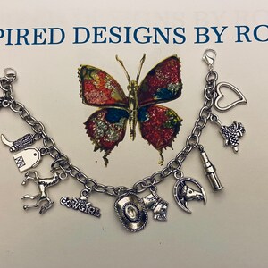 Cowgirl at Heart  Charm Bracelet, Rides Horses, Western Charm Bracelet, Love the Rodeo, Rodeo Jewlery, Rodeo Charm Bracelet, Cowgirl Jewelry