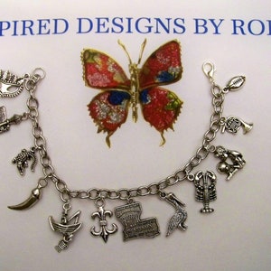 Louisiana Charm Bracelet, State Bracelet,Louisiana Jewelry, Louisiana Lover, State Themed, Louisiana Themed, Silver bracelet