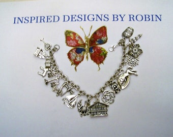 Outlander inspiriertes Bettelarmband, Buch inspiriert, Scottish, Libelle, Jamie & Claire, Geschenk für Outlander Fan, Lehrer Geschenk, Silberschmuck