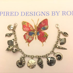Sea Shell Charm Bracelet, Life is a Beach, Beach Themed charm bracelet, Beach Jewelry, Ocean charm bracelet, Gift for her, I Love the Beach