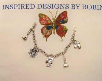 Pequeñas niñas jardín encanto pulsera, amor el jardín, niñas joyería, todo acerca de ser una chica, pulsera divertida, sueño, chica de jardín, plata