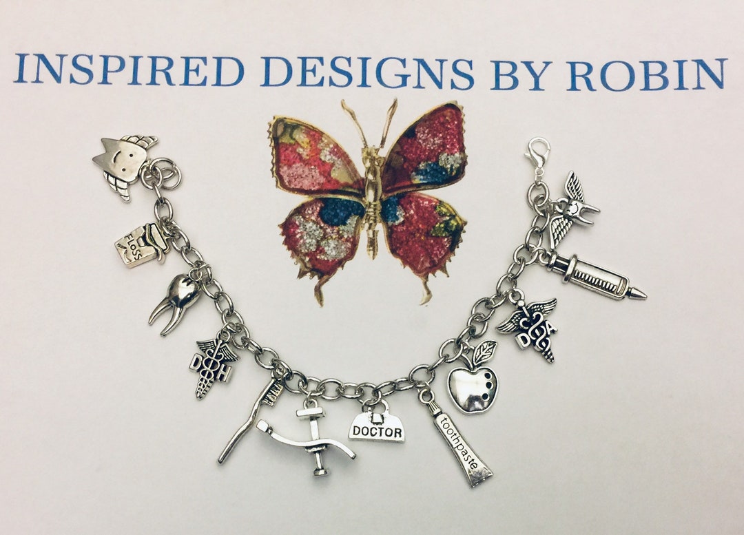 Dental Office Charm Bracelet Love Teeth Work With Teeth Etsy