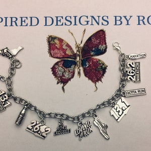 Marathon Charm Bracelet, marathon jewelry, runner charm bracelet, runner jewelry, 26.2 Bracelet, empowerment gift, marathon finish gift