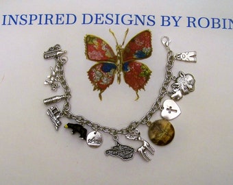 West Virginia encanto pulsera, hermosa Virginia Occidental, pulsera de encanto de viaje, joyería de Virginia Occidental, regalo de novia, plata