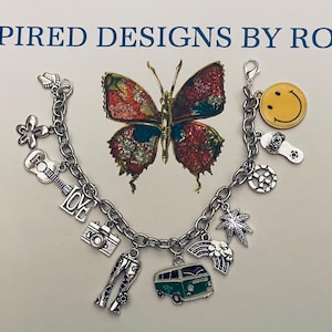 Hippie Charm Bracelet, Love the 60&#39;s and 70&#39;s, Peace Baby, Hippie Life, Hippie Jewelry, Hipster, Summer of Love, Revolution, Hipster Jewelry