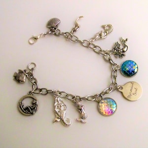 Mermaid Charm Bracelet, Fantasy Jewelry, Mermaid Gift, Mermaid at Heart, Nautical Jewelry, Beach Lover, Mermaid Bracelet, Silver Bracelet