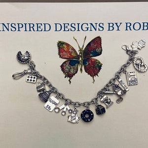 Baking Charm Bracelet, Love to Cook, For the Chef, Bakers Jewelry, Food Bracelet, Gifts for Cooks, Food Jewelry, Silver Bracelet