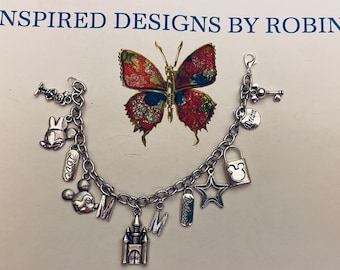 Adult Mickey Charm Bracelet, Love Mickey, Grown up Mickey Lover Bracelet, Mickey Jewelry, Love Being a Girl, Mouse Jewelry, Minnie Jewelry