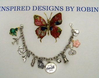 Georgia Charm Bracelet, State Bracelet, Georgia Jewelry, Georgia Lover, State Themed,Georgia Themed, Silver