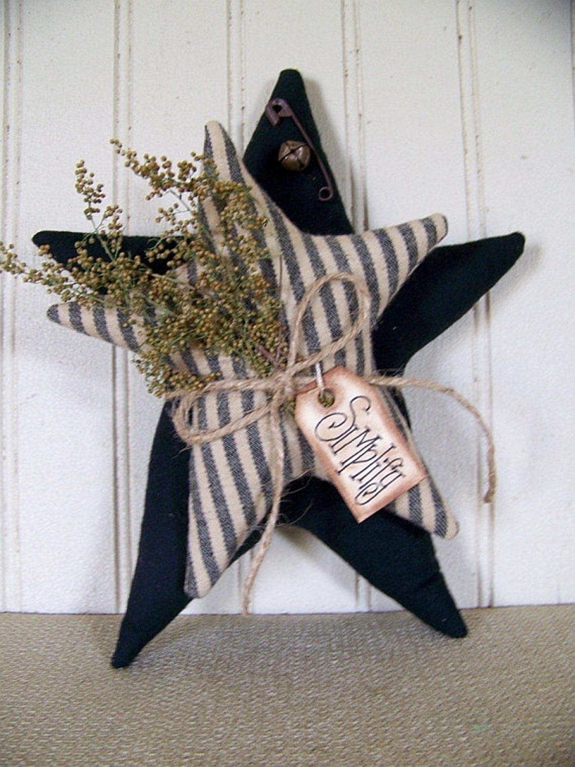 Country Primitive Black 2 Star Shelf Sitter Etsy