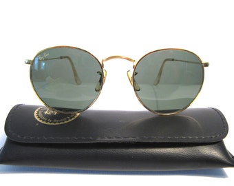 新品 ヴィンテージ B&L レイバン ラウンド メタル ゴールド G-15 49 mm