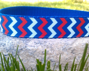 Patriotic Chevron 1 Inch Width Dog Collar