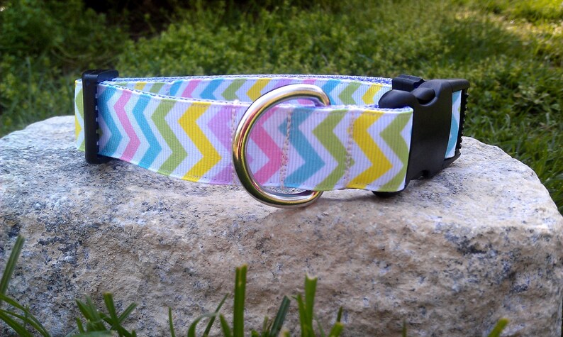 Pastel Chevron 1 Inch Width Dog Collar image 2