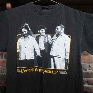 Vintage Black Graphic Tee Shirt- The Three Stooges- Oh, Wise Guys, Huh?