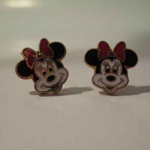 Vintage Gold Minnie Mouse Stud Earrings- Gold Outline- Disney