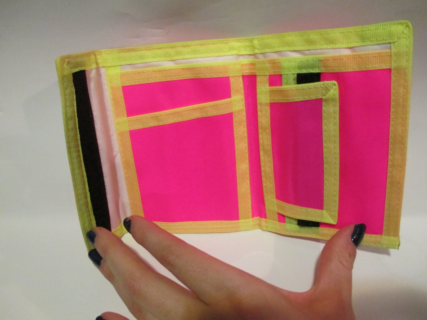 Vintage 90's Neon Pink and Yellow Velcro Wallet Etsy