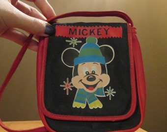 Vintage Red and Black Mickey Mouse Mini Children's Purse- Disney