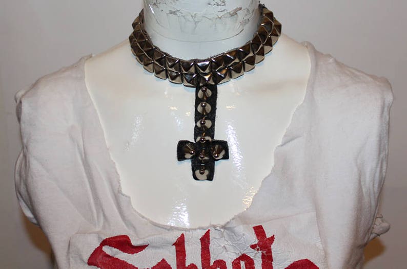 Witchhammer Studded Choker Faux Leather Made to order Necklace image 3