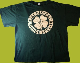 Green Social Distortion Official Good Luck Clover Shamrock Dancing Skeleton As Is Pre- Owned Men's T-shirt 2005