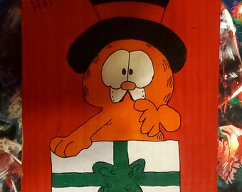 Vintage 1996 Handpainted Garfield Red Sleigh As Is