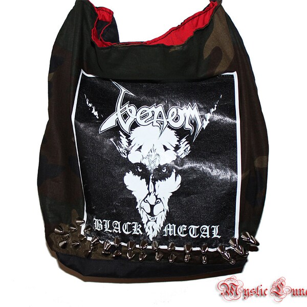 Venom - Black Metal - Cronos -NWOBHM - Black/Speed Metal - Camouflage spiked tote bag