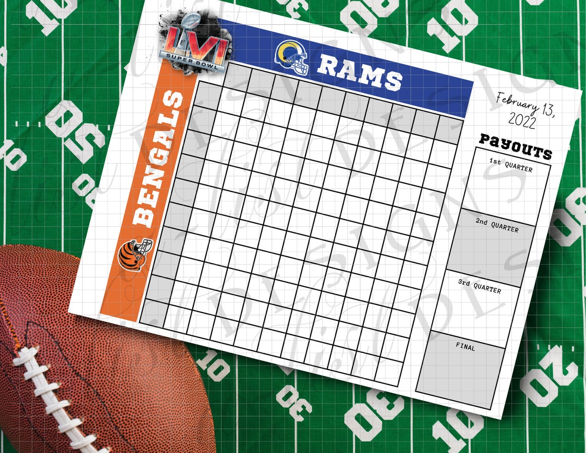 Super Bowl Squares 2022 Printable