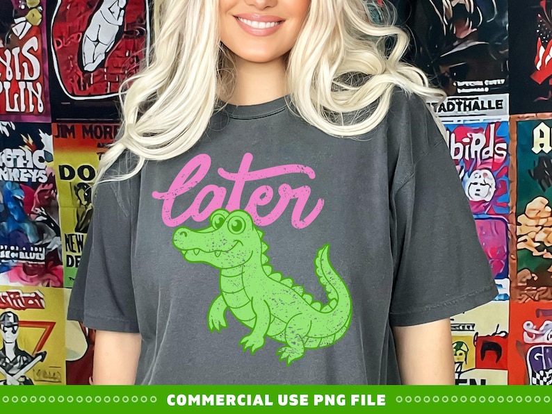 Alligator Script Later Gater Png, Retro Alligator Png, Retro Gater Design, Trendy Retro ...