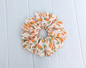 Handmade Carrots Cotton Scrunchie | Spring Easter Hair Tie