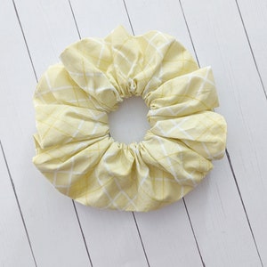 Yellow Plaid Scrunchie | Yellow Scrunchie | Plaid Scrunchie | Bridesmaid Gift | Host Gift | Birthday | New Mom | Scrunchie | Handmade | hair