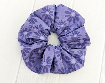 Purple Daisy Scrunchie Hair Tie Cotton Accessory Bridesmaid Gift Host Gifts Under Ten Dollar Present Cute Elastic Flower Band Spring Style