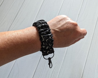 Halloween Keychain | Black Keychain | Halloween Host Gift | Moon Keychain | Halloween Wristlet | Halloween Key fob | Moon Wristlet |Keychain