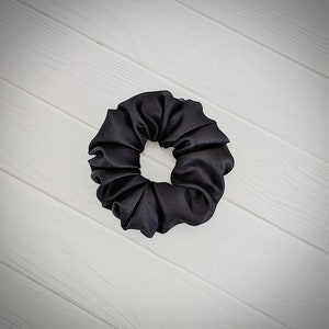 Black Satin Scrunchie, Hair Tie, Fun, Halloween, Black Satin, Black, Spooky Season Gift, Halloween Gift Idea, Trick or Treat, Black Magic