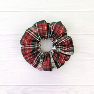 Christmas Scrunchie | Stocking Stuffer | Holiday Party | Plaid Scrunchie | Winter Scrunchie | Holiday Plaid | Red Scrunchie | Christmas